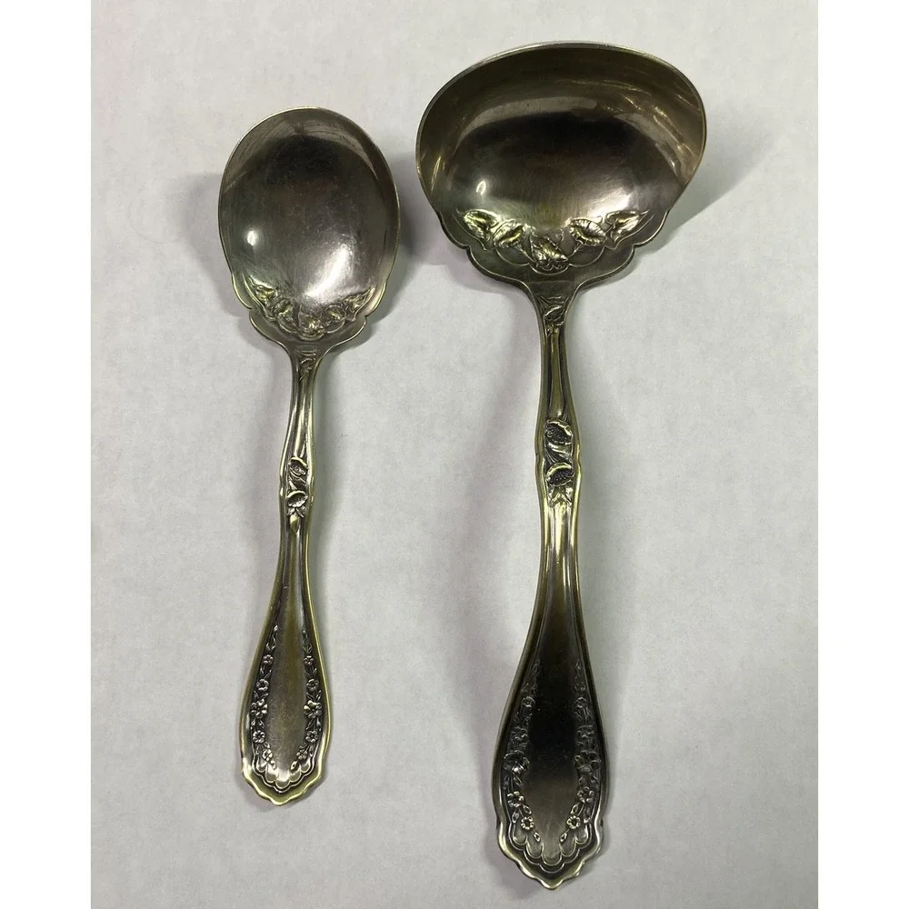 Oneida GALVESTON‎ Stainless Steel Flatwear 2pc Gravy Ladle & Serving Spoon